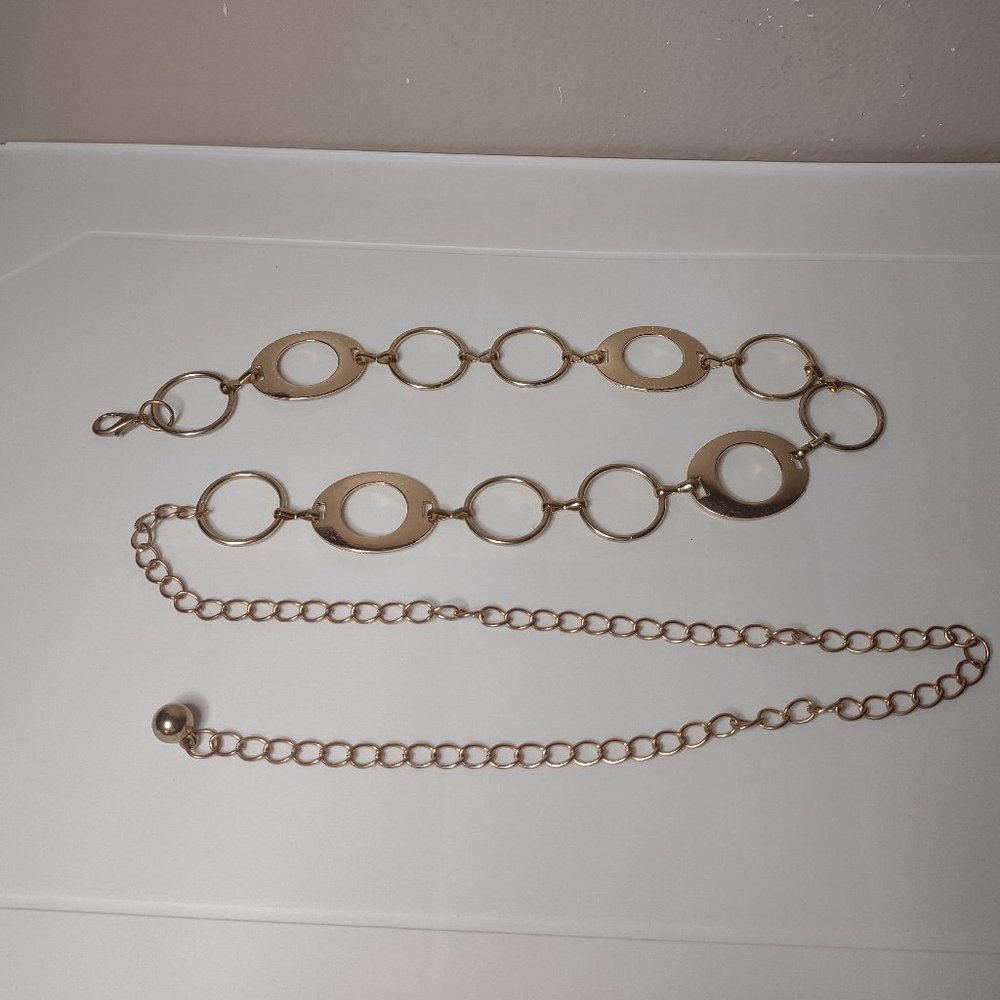 Gold Tone Round Link Metal Belt 43 Inches Long